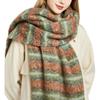 Mohair Winter Striped Scarf Women's Warm Color Matching Imitation Cashmere Advanced Sense Thickened Scarf Versatile Fashion Shawl