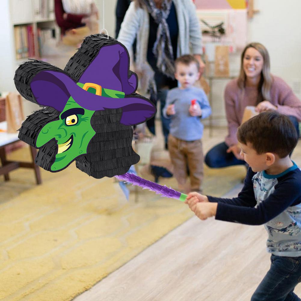 Hexen-Piñata Halloween-Party-Dekoration Herbstfest-Piñata Gruselige Hexenkopf-Piñata-Set für Halloween-Partys