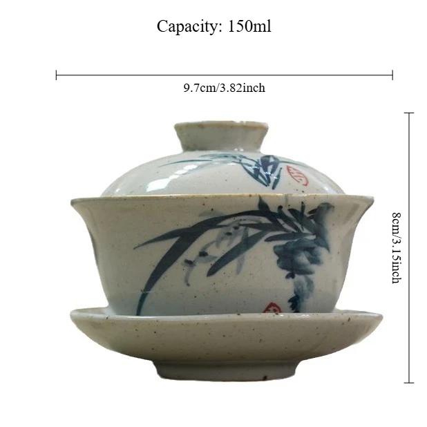 Handpainted Chinese Sancai Gaiwan Pottery Tea Cup Bowl Kung Fu Teacups Home Decor Ceramic Teaware Tea Tureen Set