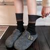 Female Autumn and Winter Thickened Warm Color Stripes In The Tube Stack Socks