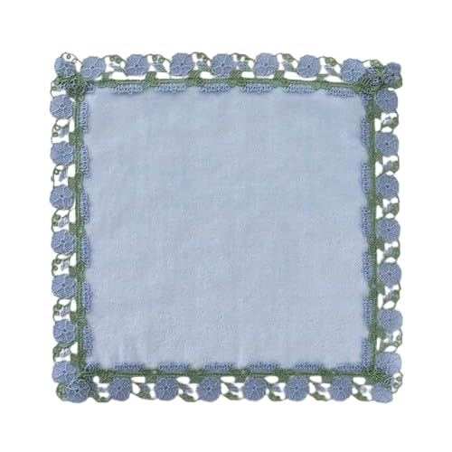 Chikazawa Lace Shop Seasonal Towel Handkerchief, Morning Glory (Aqua Blue)