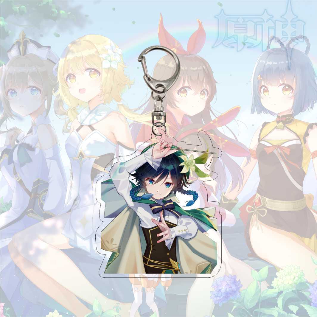 

Брелок для ключей с рисунком аниме Genshin Impact, акриловый двухсторонний прозрачный брелок для ключей, аксессуары, ювелирные изделия для фанатов, подарки 6CM