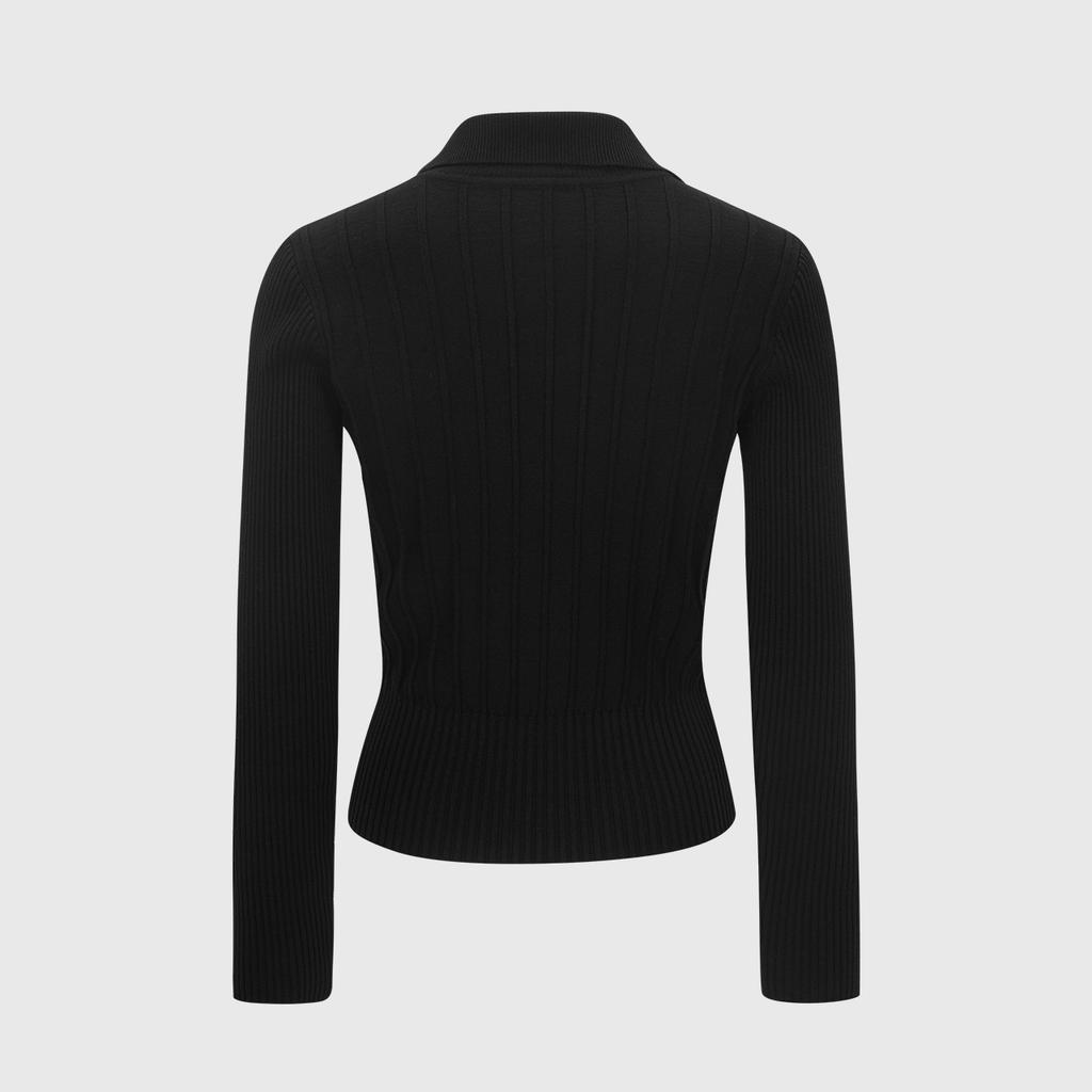 LIKK Simple Collared Ribbed Knit T-Shirt (Black)_L3C1-Nt11K