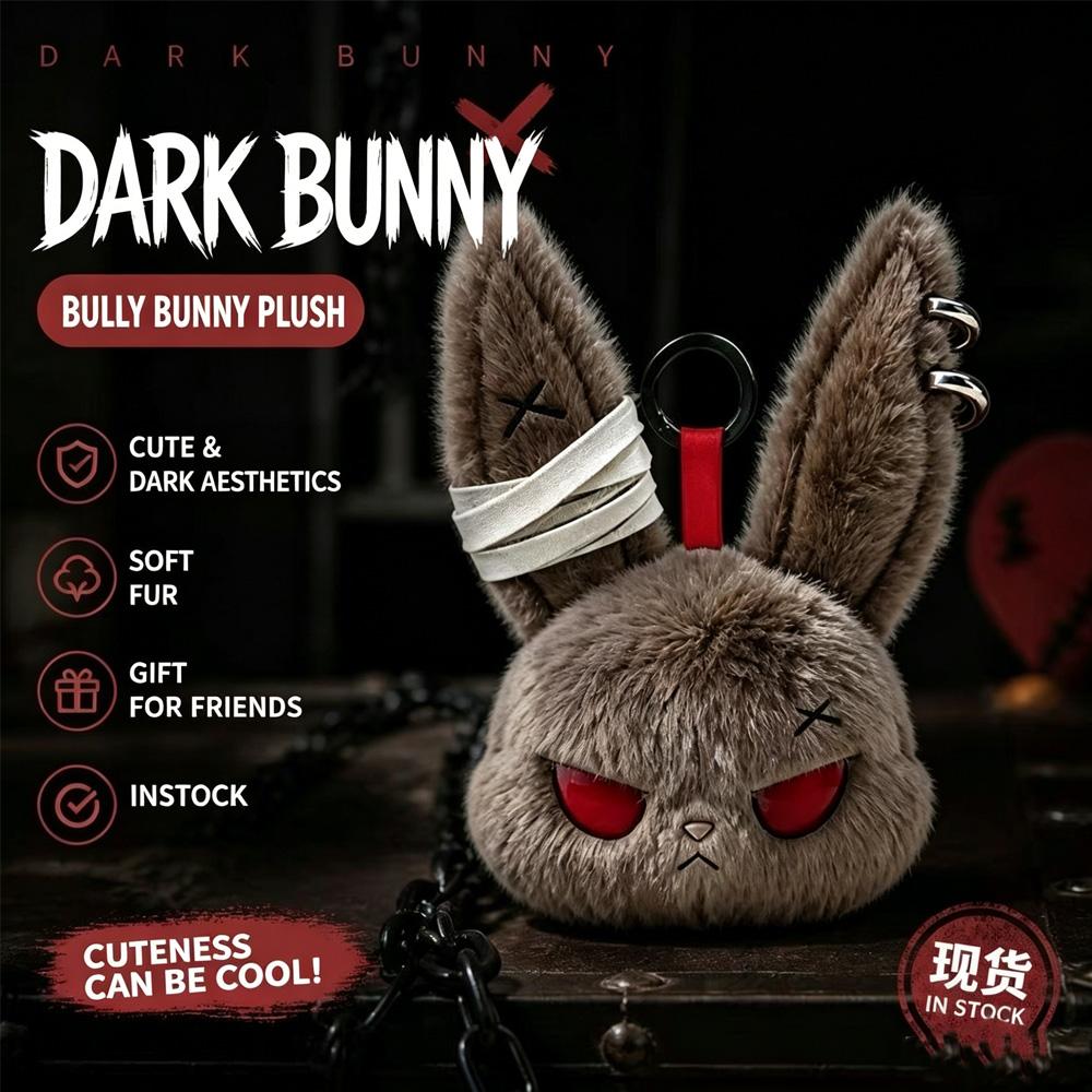 Goth Bandage Bunny Plush Keychain Stitched Scar Rabbit Bag Charm Soft Fluffy Pendant Gift For Teen Girls Backpack Decor