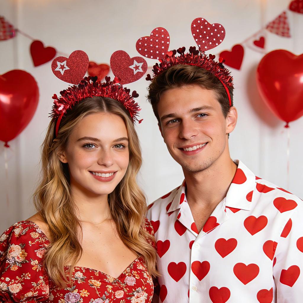 Wedding Decoration Headband Love Heart Hair Hoop Party Supplies Headband Eye Catching Valentine'S Day Headband For Photo