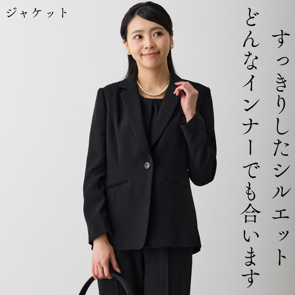 Black Formal Washable Mourning Clothes Pants Suit 3 Piece Set 19 [Monoir] Women's Net-020 No.