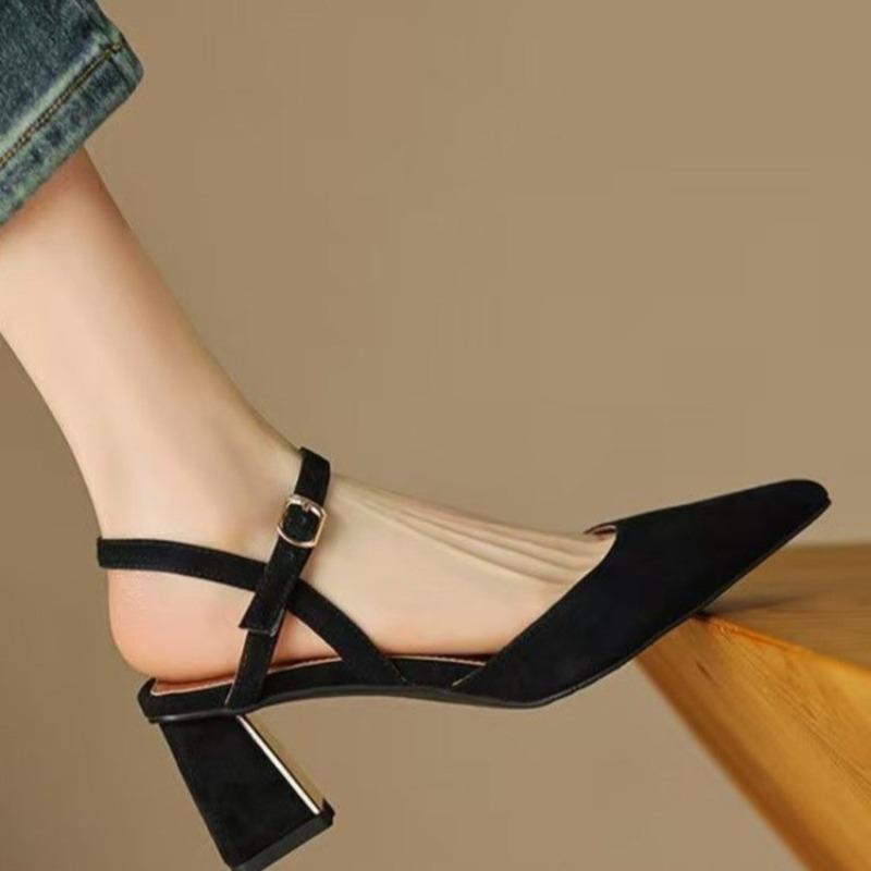 

Fashion 2025 Fashion Ladies Shoes Buckle Strap Women s High Heels New Shallow Office and Career Sexy Best Seller Closed Toe Sandals 43 чёрный