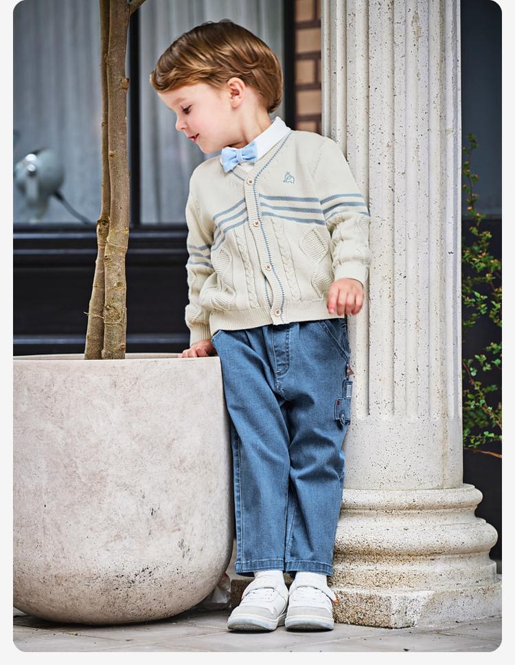 David Bella Boys' Sweater Autumn Dress Children's Stylish Knitted Sweater Baby Pure Cotton Coat Cardigan