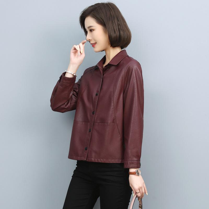 

Модна коротка куртка з овчини та бавовняного хутра для жіночої осінньої нової мотоциклетної шкіряної куртки великого розміру XXL