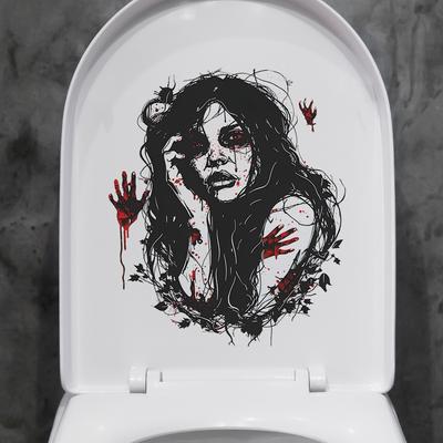 Fun-m186 Halloween Horror Woman Blood Handprint Bathroom Bathroom Atmosphere Decorative Toilet Sticker
