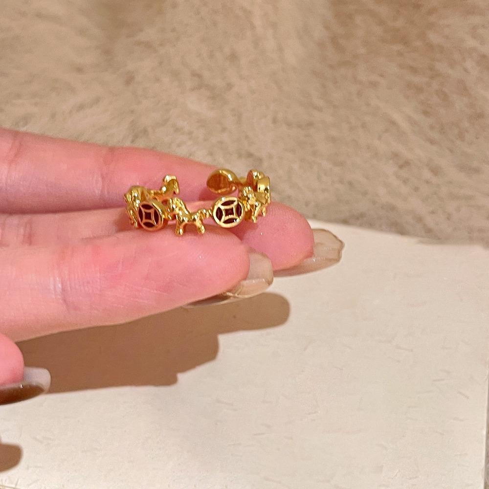 Adjustable Zodiac Horse Ring Cartoon Opening Ring Creative New Year Rings Gift
