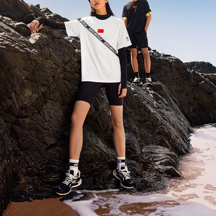 Anta Crew Neck Fitted Straight Fit Short Sleeved T Shirt Unisex White 162220137-1