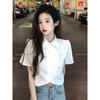 Chinese Style Shirts Women Modern Crop Pure Summer All-match Sweet Girl Irregular Fashion Lady Elegant Thin