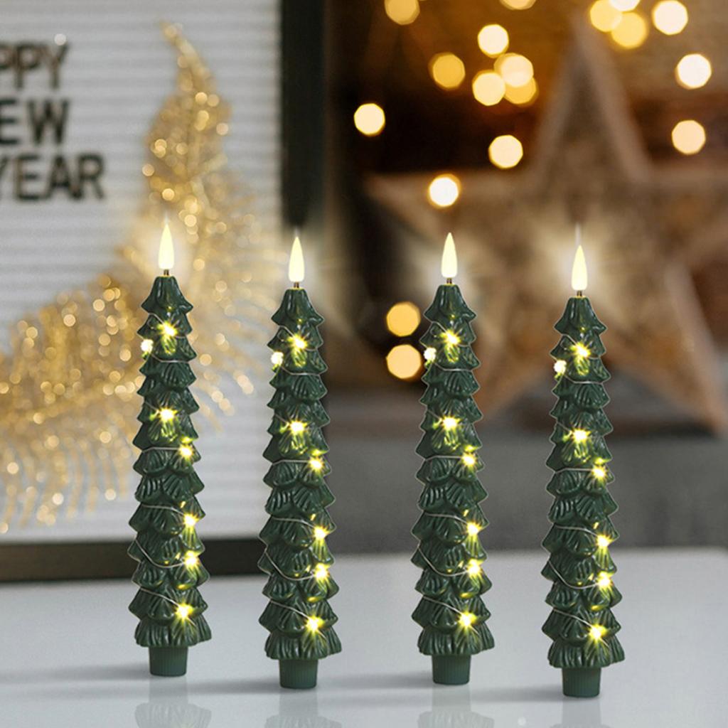 Christmas Collection Christmas Tree Flameless Tapers Candles 9.4 Battery LED Candles Glowing Branches Decor Remote Control