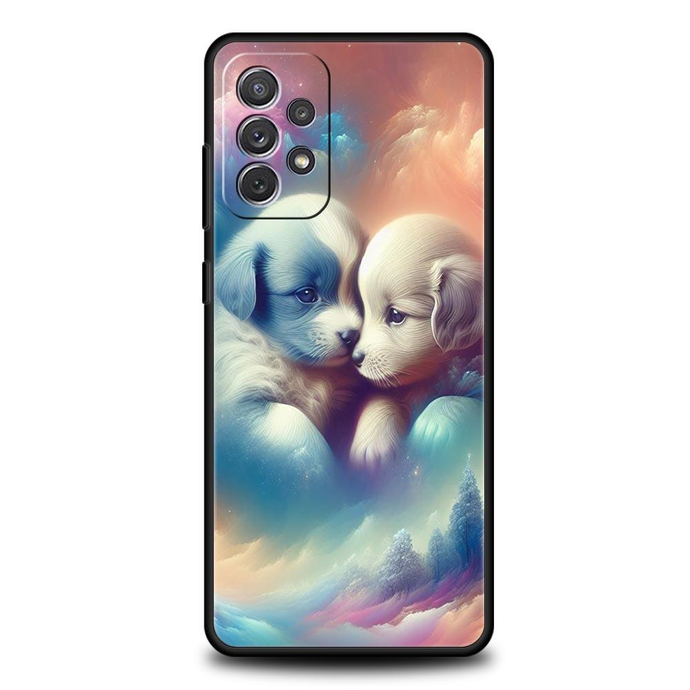 Cute Little Dog Phone Case for Samsung Galaxy A55 A35 A17 A07 A15 A13 A25 A51 A71 A72 A73 A32 A52 A52S A41 5G Soft TPU Shell Bag