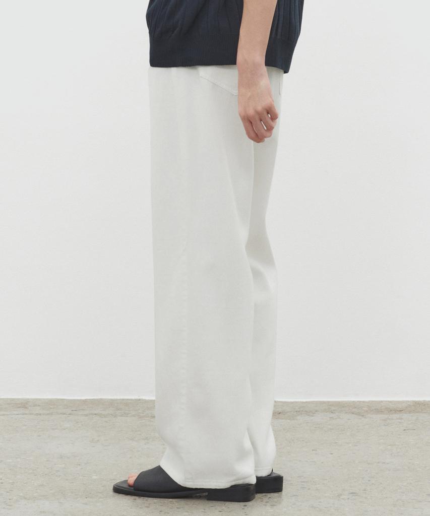 DECET [Summer Linen-Like] Linen Like Mid Rise Wide Jeans Dcpt039Ivory