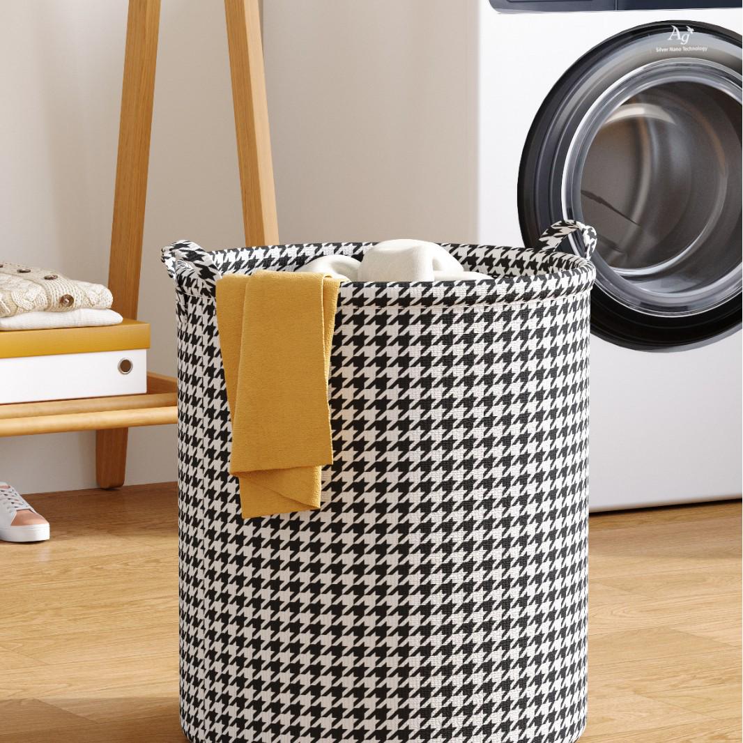 

Houndstooth Foldable Laundry and Toy Storage Basket Medium Dirty Clothes Storage Bucket (30*38)