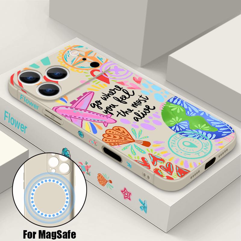 Cartoon Fire Balloon Pattern Case For iPhone 17 Pro Max Magnetic For Magsafe Silicone Cover For iPhone 16 Pro Max Funda iPhone 15 14 13 12 11 16E Air