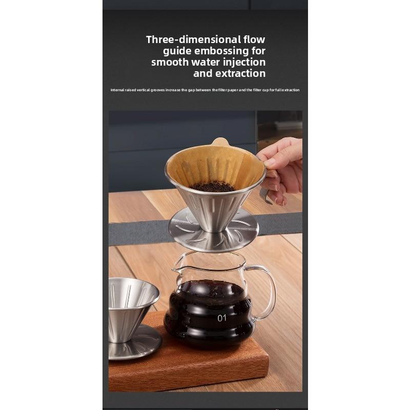 V60 Coffee Filter Stainless Steel 304 Coffee Set Equipment - Filter Cup Funnel Drip