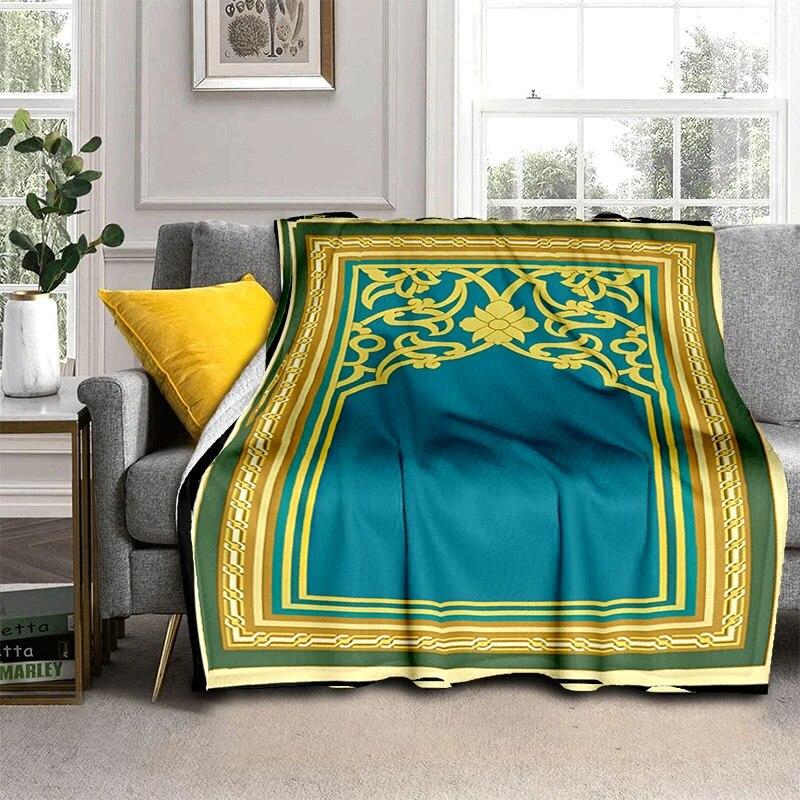 Müslüman Namaz HD Yumuşak Peluş Yatak Atma Karikatür Piknik Ince Battaniye Modern Flanel Battaniye Kapak Gedruckt Bettdecke Geschenk
