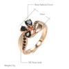 Black Natural Zircon Ring For Women Fashion  Rose Gold Color Crystal Flower Bride Ring Daily Fine Vintage Jewelry