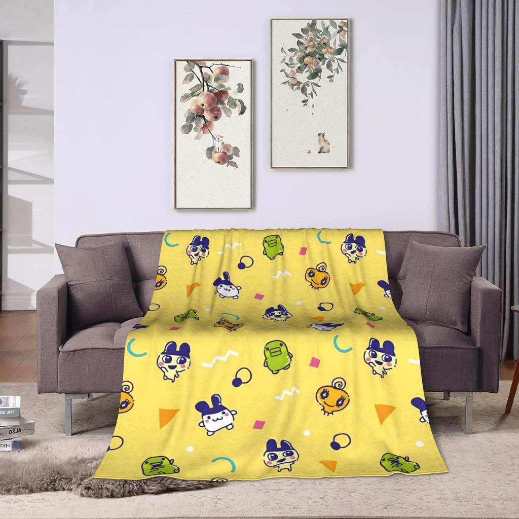 Soft Blanket Airplane Travel Tamagotchis Digital Pet Throw Blanket Flannel Bedspread For Outdoor Print Sofa Bed Cover