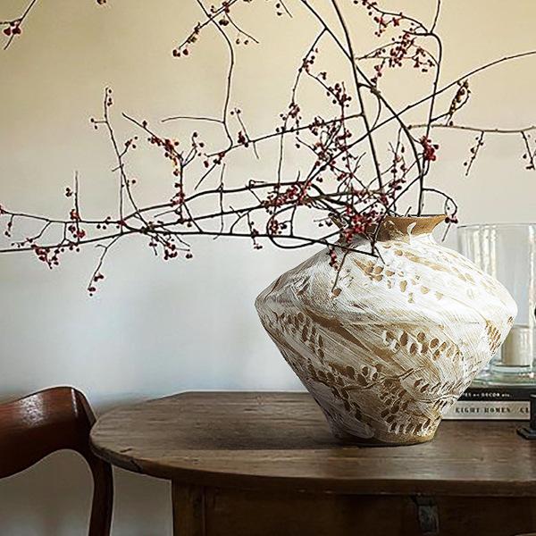 Jingdezhen Wabi-Sabi Keramikvase für Trockenblumen - Retro-Stil für Wohnzimmer oder Esstisch