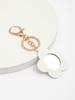 Cute Flower Makeup Mirror Keychain: PU Leather, Portable Pocket Mirror & Car Pendant