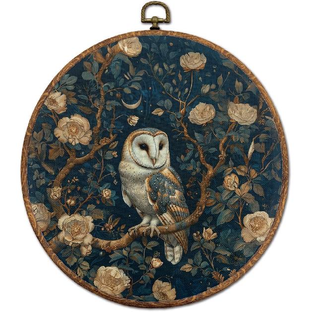 DEQSX Vintage Floral Hummingbird Round Wall Art, Rustic Nature Cottagecore Flower Botanical Bird Wall Decor Canvas Prints Posters for Home Bedroom
