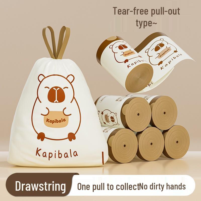 Blue Heart Rabbit Extra-Large Cute Cartoon Drawstring Trash Bags - Tear-Free, Thickened, Handheld for Household/Dorm Use