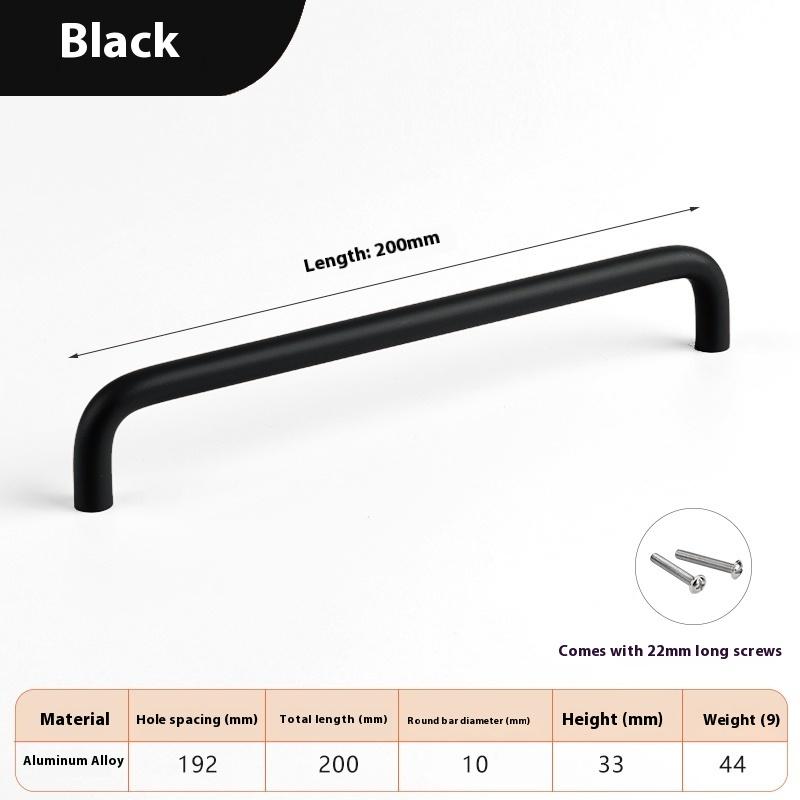 

Барвисті Прості Меблеві Ручки Шафи Ручки для Дитячої Кімнати Ручки-Кулі для Шухляд Сучасна Фурнітура з Алюмінієвого Сплаву Black 200MM