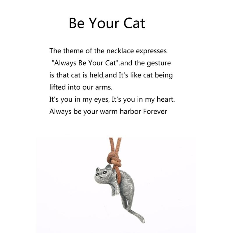 Handmade Cat Pendant Necklace Cute Animal Collarbone Necklace Fashion Statement Jewelry Lovely Gift for Men Women