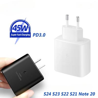 Caricabatterie 45w Usb Tipo C Caricatore Rapido Adattatore di Alimentazione Cavo Samsung Galaxy S25 S24 Ultra S23 S22 S20 S21 FE A55 A56 Tab S9 + S8 S7