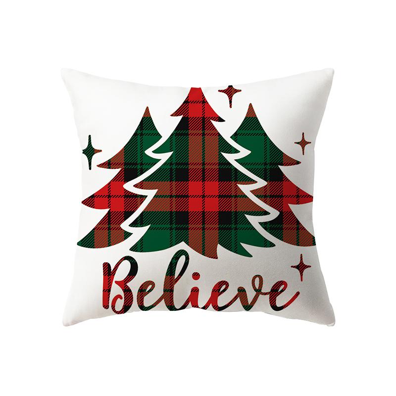 Christmas Decoration Elk Print Pattern Cushion Cover Home Living Room Sofa Decoration Polyester Pillow Pillow Cover