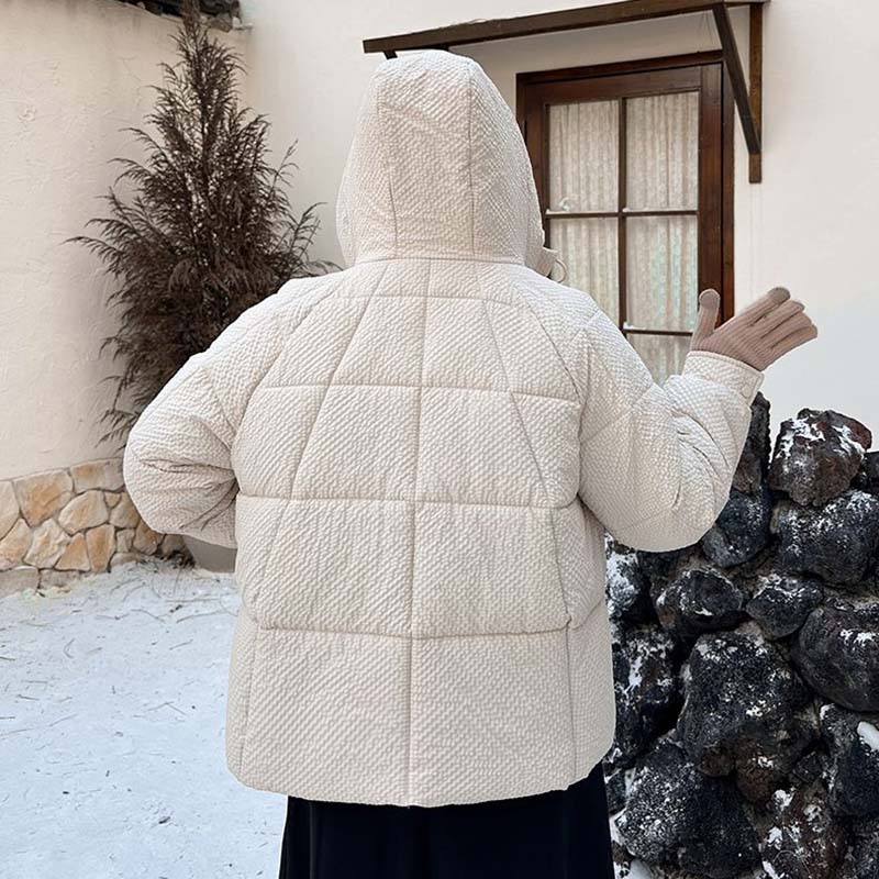 Coat for Women Down Winter Fleece Thickened Plush Windbreaker Waterproof Casual Zipper Solid Color Hooded Jacket