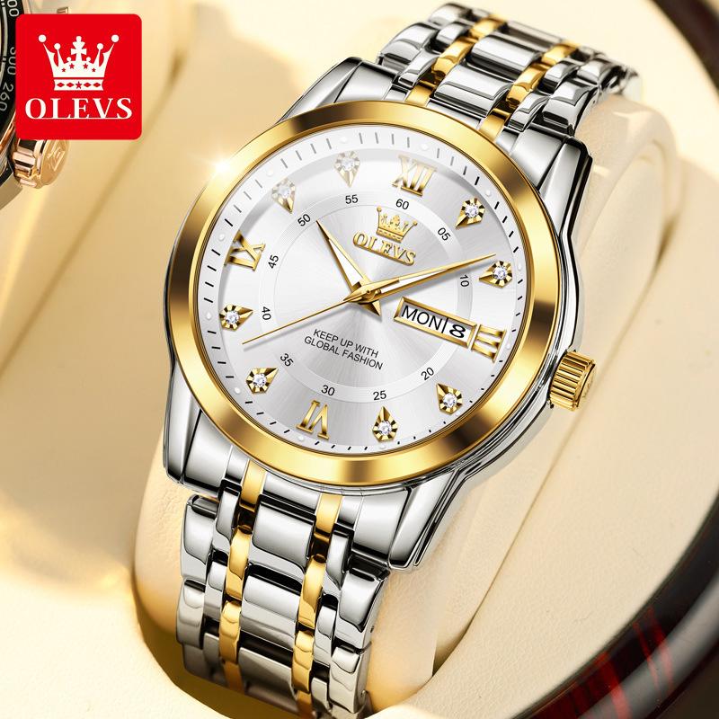 Oulishi Quartz Luminous Dual-Calendar Watches for Men and Kids