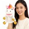 30Cm Cartoon Unicorn Plush Hands Puppet Stuffed Kawaii White Pink Animal Interactive Plushie Tell Story Gift