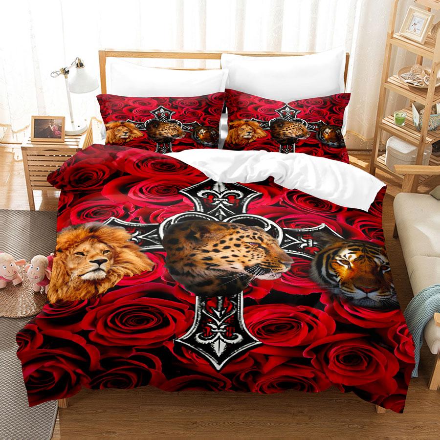 Red Roses Duvet Cover Set Queen King Full 3D Bedding Set Floral With Pillowcase For Single Double Bed Valentine's Day Present