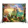 Fairy Tale Fantasy World Castle Background Cloth: Charming Forest, Rainbow and Castle, Parties, Weddings, Birthdays