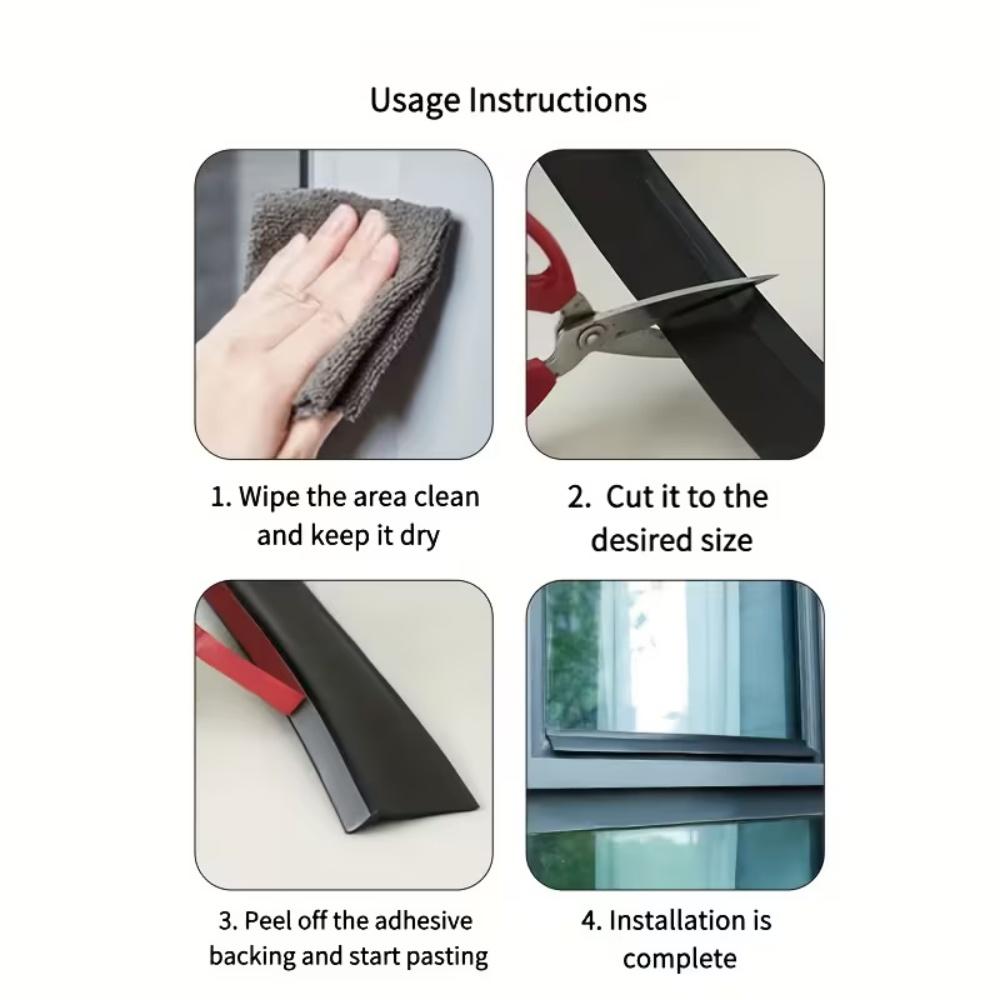1pc 5cm/1.97in TPE Window Water Blocking Bar Sliding Window Rain Weatherstrip Home Balcony Insulation Windproof Sealing