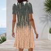 Women Plus Size Round Neck Short Sleeve Printed A Line Midi Dress