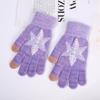 Winter Women's Knitted Plus Velvet Warm Fingerless Cycling and Riding Cute Cold-proof Male Students' Mink Hair Blended Gloves