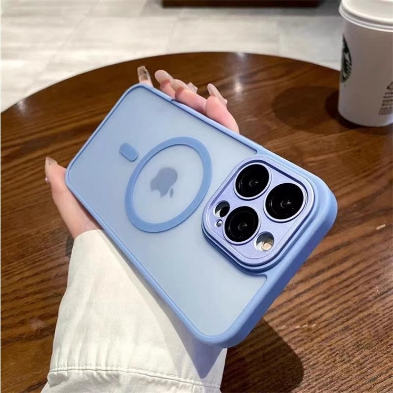 Applicable To Apple 17promax Comes with Lens Skin Feel IPhone 15 Magnetic Transparent Matte 13 Mobile Phone Case 12