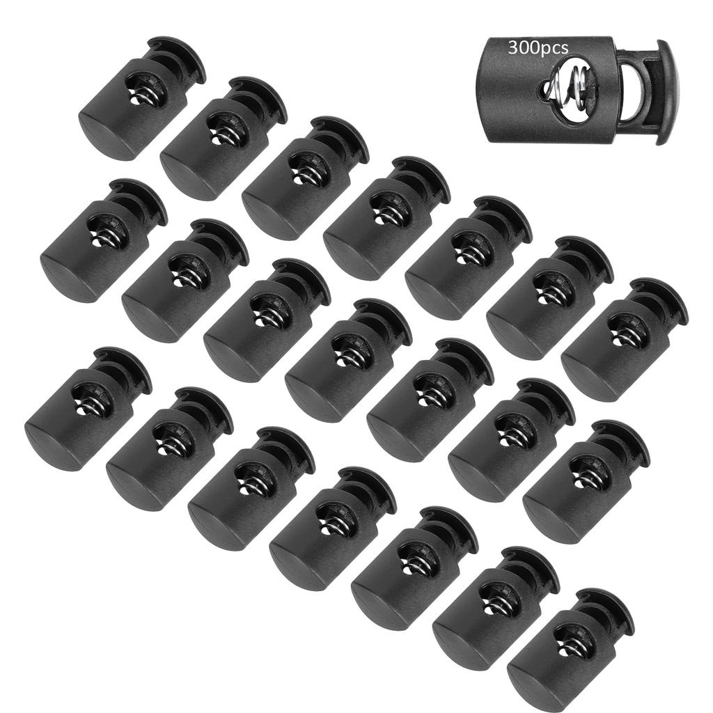 300Pcs Single Hole Spring Cord Locks Nylon Rope Buckle Luggage Clothing AccessoriesSmall