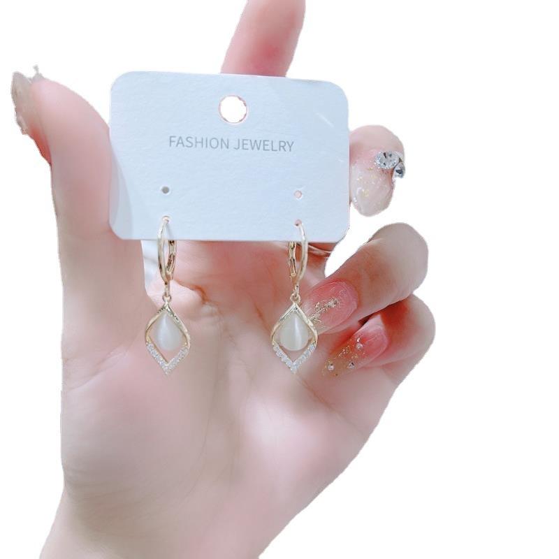Luxury Jewelry Opal Zircon Dangle Earrings For Women Wedding Engagement Earring Valentines Day Gift Birthday Pendientes Mujer