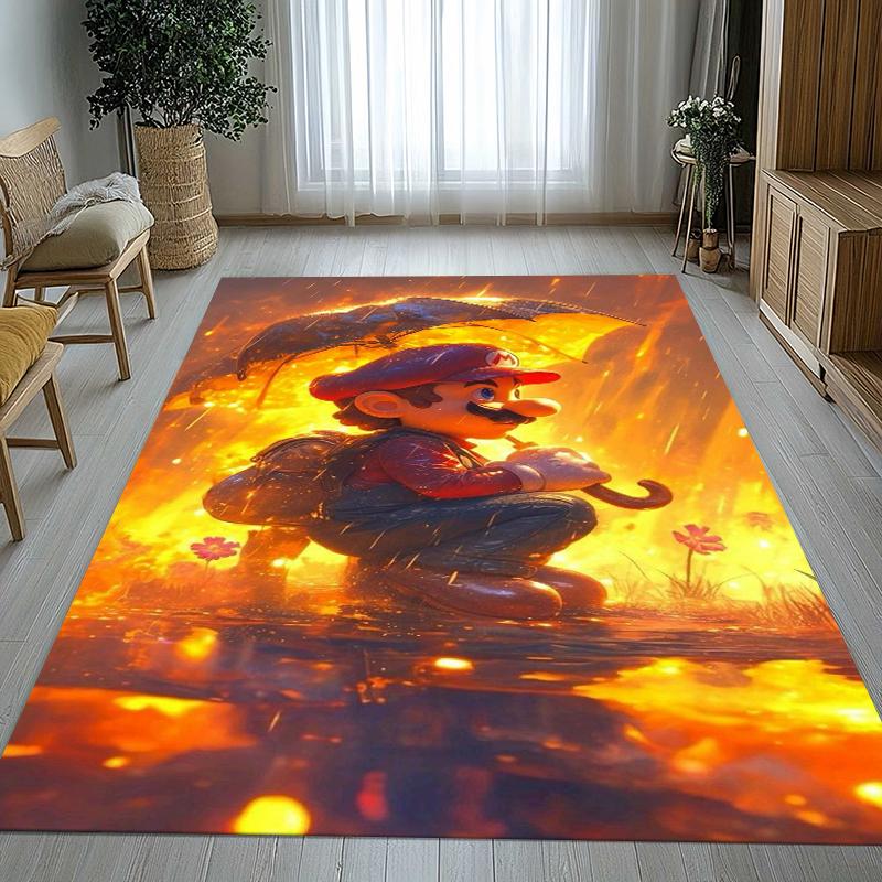 Retro M-Mario Bros Game Cartoon Living Room Non-Slip Area Rug Soft Carpet for Bedroom Kids Playroom Sofa,Home Decor Doormat Gift