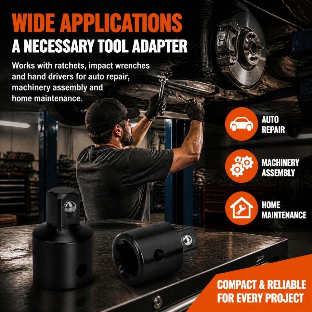 2pcs 1/2 to 3/8 Socket Adapter Converter High Carbon Steel Impact Socket Adapter Impact Wrench Use