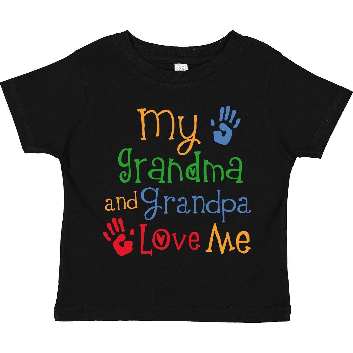 Inktastic My Grandma And Grandpa Love Me Toddler kids boys T-Shirt Loves Grandson Kids Day 100