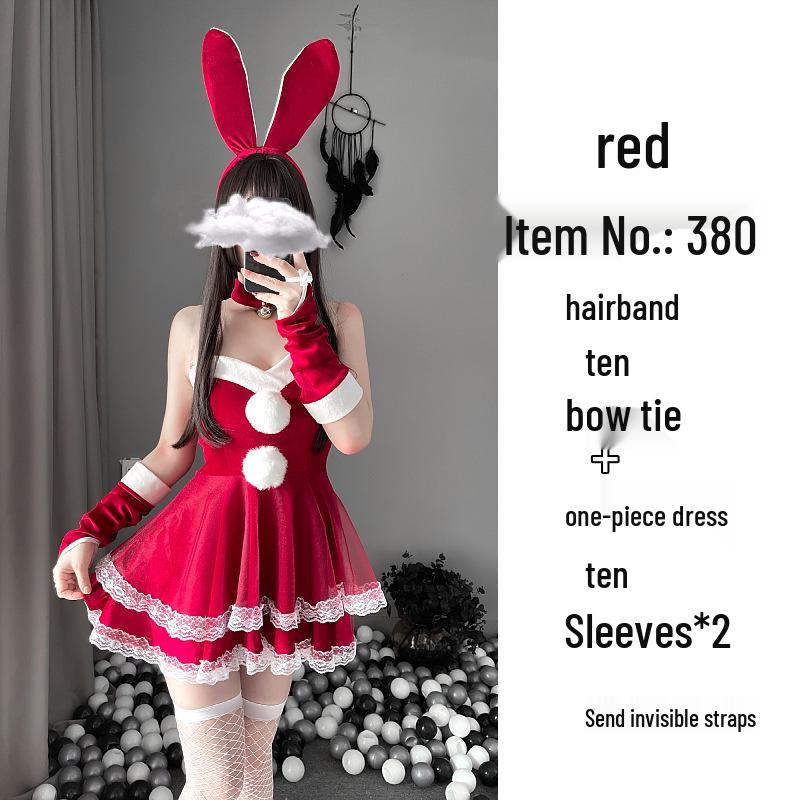 Reindeer-Themed Sexy Fur Lingerie Three-Piece Set for Women