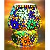 Soppformet mosaikkglasslampe for hjem/kontor/festivaldekorasjon (Pære følger ikke med.    (17 cm)